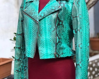 Genuine Green Python Women Jacket : Formal and casual snakeskin fashion