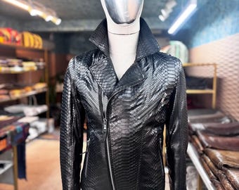Genuine Black Python Men Jacket : Formal and casual snakeskin fashion