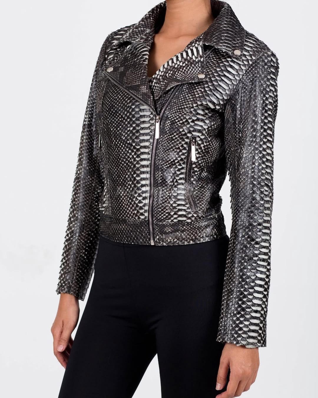 Genuine Black Python Women Jacket : Formal and Casual Snakeskin Fashion ...