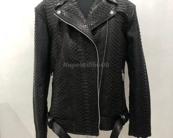 Genuine Black Python Men Jacket : Formal and casual snakeskin fashion