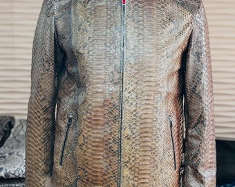 Genuine Brown Python Men Jacket : Formal and casual snakeskin fashion