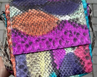 Genuine Multicolor Python Leather Slingbag : Formal and casual snakeskin accessories