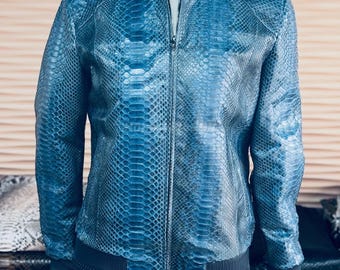 Genuine Blue Python Men Jacket : Formal and casual snakeskin fashion