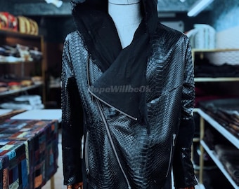 Genuine Black Python Men Jacket : Formal and casual snakeskin fashion