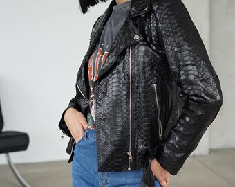 Genuine Black Python Women Jacket : Formal and casual snakeskin fashion