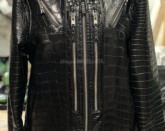 Genuine Black Alligator Women Jacket : Formal and casual alligator fashion