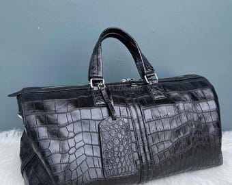 Genuine Black Alligator Leather Top Handle Bag : Formal and casual alligator accessories