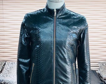 Genuine Black Python Men Jacket : Formal and casual snakeskin fashion