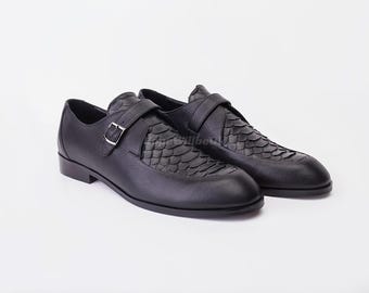 Genuine Black Python Leather Loafers : Formal and casual snakeskin footwear