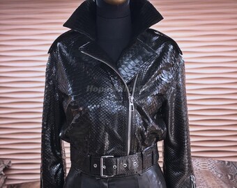 Genuine Black Python Women Jacket : Formal and casual snakeskin fashion