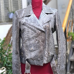 Genuine Gray Python Women Jacket : Formal and casual snakeskin fashion