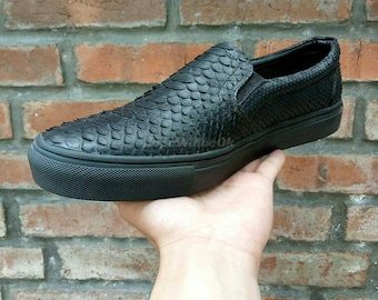 Echte schwarze Python-Leder-Turnschuhe: Formelle und lässige Schlangenlederschuhe