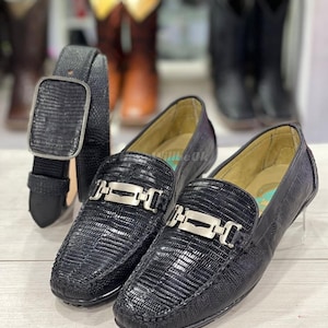 Vintage Black Lizard Skin Loafers Mens Size 8 M Exotic Leather Slip On Shoes Mens Genuine Lizard Shoes - Etsy main image 2