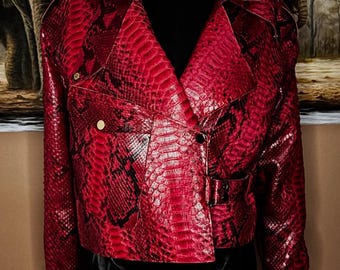 Genuine Red Python Women Jacket : Formal and casual snakeskin fashion