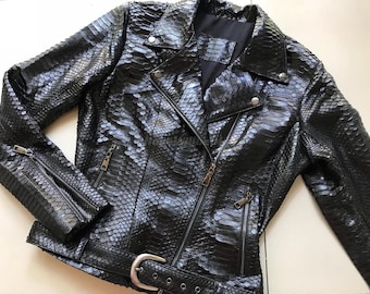 Genuine Black Python Women Jacket : Formal and casual snakeskin fashion