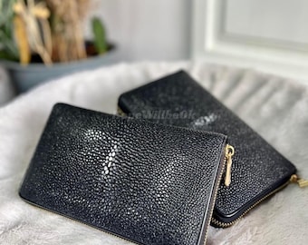 Genuine Black Stingray Leather Wallet : Formal and casual snakeskin accessories