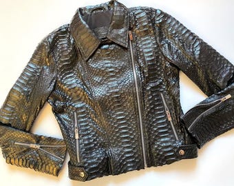 Genuine Black Python Women Jacket : Formal and casual snakeskin fashion