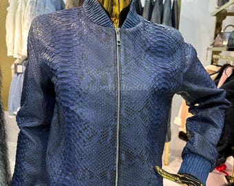Genuine Blue Python Men Jacket : Formal and casual snakeskin fashion