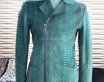 Genuine Green Python Women Jacket : Formal and casual snakeskin fashion