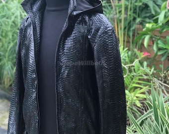 Genuine Black Python Men Jacket : Formal and casual snakeskin fashion