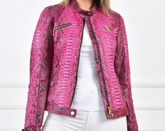 Genuine Pink Python Women Jacket : Formal and casual snakeskin fashion