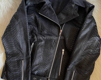 Genuine Black Python Women Jacket : Formal and casual snakeskin fashion