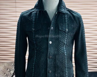 Genuine Black Python Men Jacket : Formal and casual snakeskin fashion