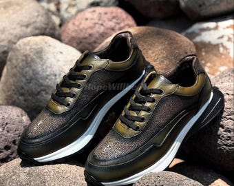Genuine Brown Stingray Leather Sneakers : Formal and casual stingray footwear