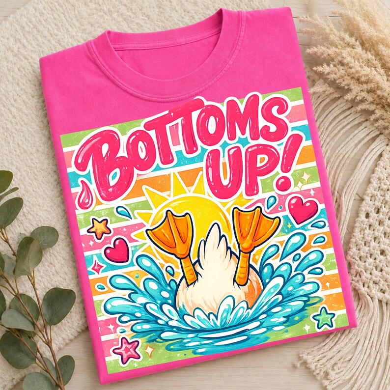 Bottoms Up Duck PNG, Funny Summer Duck Shirt Design, Preppy Lake Girl Sublimation PNG, Cute Beach Vacation Graphic image 3
