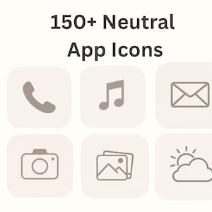 Neutral Beige Minimal App Icons | Aesthetic Neutral iOS & Android Icon Pack Taupe | Minimalist Cream Home Screen Theme | Instant Download
