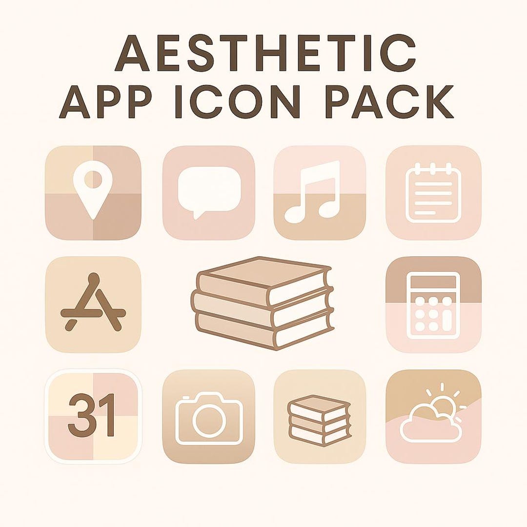 Aesthetic Beige App Icons for iPhone & Android | Neutral Minimal Icon ...