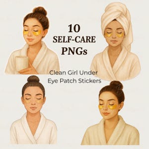 Autocollants pour patchs sous les yeux, 10 images PNG de soins personnels pour Goodnotes