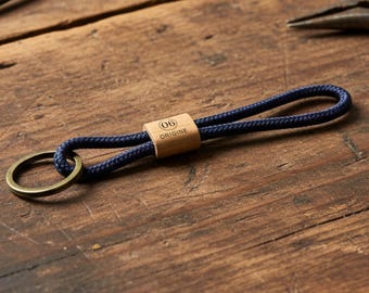 Personalized wooden department keychain – Origin – Nautical cord – Handmade in France – Personalized gift – Men's birthday