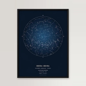 Mapa Estelar Personalizado para Imprimir – Céu Estrelado de uma Data e Local, Arquivo Digital PDF PNG – Nascimento, Encontro, Casamento
