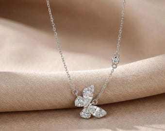 Dainty Crystal Butterfly Necklace, Butterfly Necklace in Sterling Silver, Birthday Gift, Bridesmaid Gifts