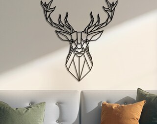 Adesivo Murale 3D Geometrico Testa Di Cervo In PVC – Decalcomania Animali Per Pareti, 51x81 Cm – Decorazione Casa Moderna Per Soggiorno, Camera