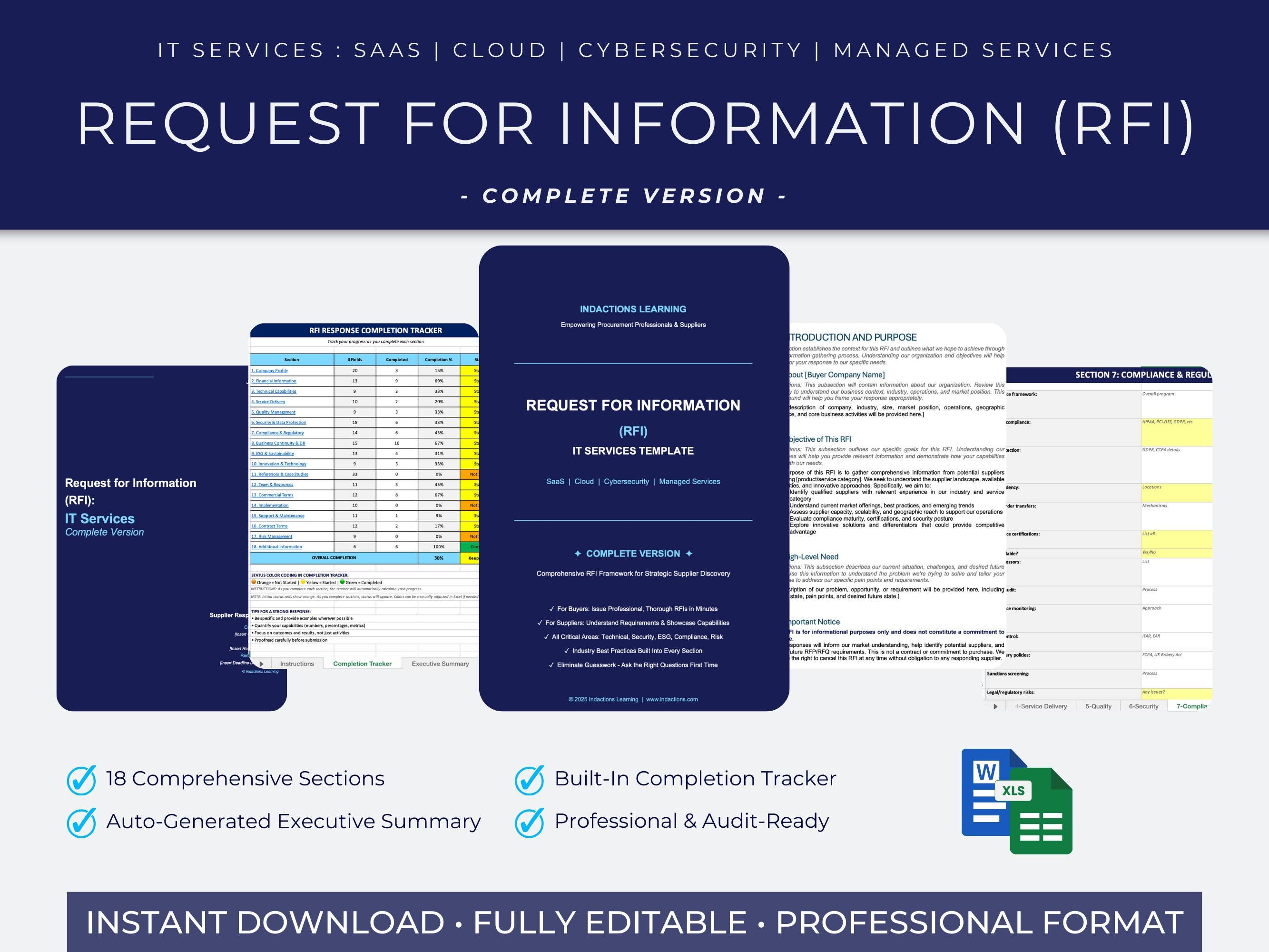 IT RFI Template - Saas, Cloud and Cybersecurity Procurement (word and ...