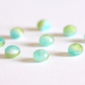 50 pieces of  4x7mm gemstone cut  fire polished  rondelle in transparent two tone light blue and green glass bead G11 00170000160