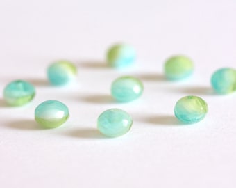 25 pieces of  4x7mm gemstone cut  fire polished  rondelle in transparent two tone light blue and green glass bead G11 00170000160