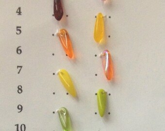 Czech Tiny Daggers -11 mm x 3 mm 50 x units in various colors. Choose one color or more.