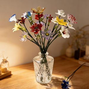 Glass Flowers｜Handmade Glass Birth Month Flower｜Lily of the Valley｜Larkspur, Holly, Honeysuckle｜Peony｜Home Wedding Decor｜Birthday Gift