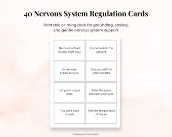 Nervous System Regulation Cards – Anxiety Relief Cards, Grounding Cards, Mental Health Tools, Mindfulness Printable, Instant Download