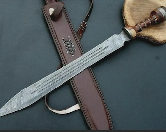 Hand forged Damascus steel gladiator Roman sword