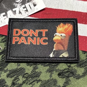 Beaker Muppets Don’t Panic Patch, Tactical Hook & Loop Morale Gear Patch, Funny Nerd Iron On Patch, Backpack Hat Jacket Patch
