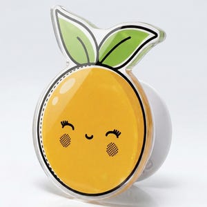 Orange Shaker Phone Grip, Clear Acrylic Stand, Floating Charms Holder