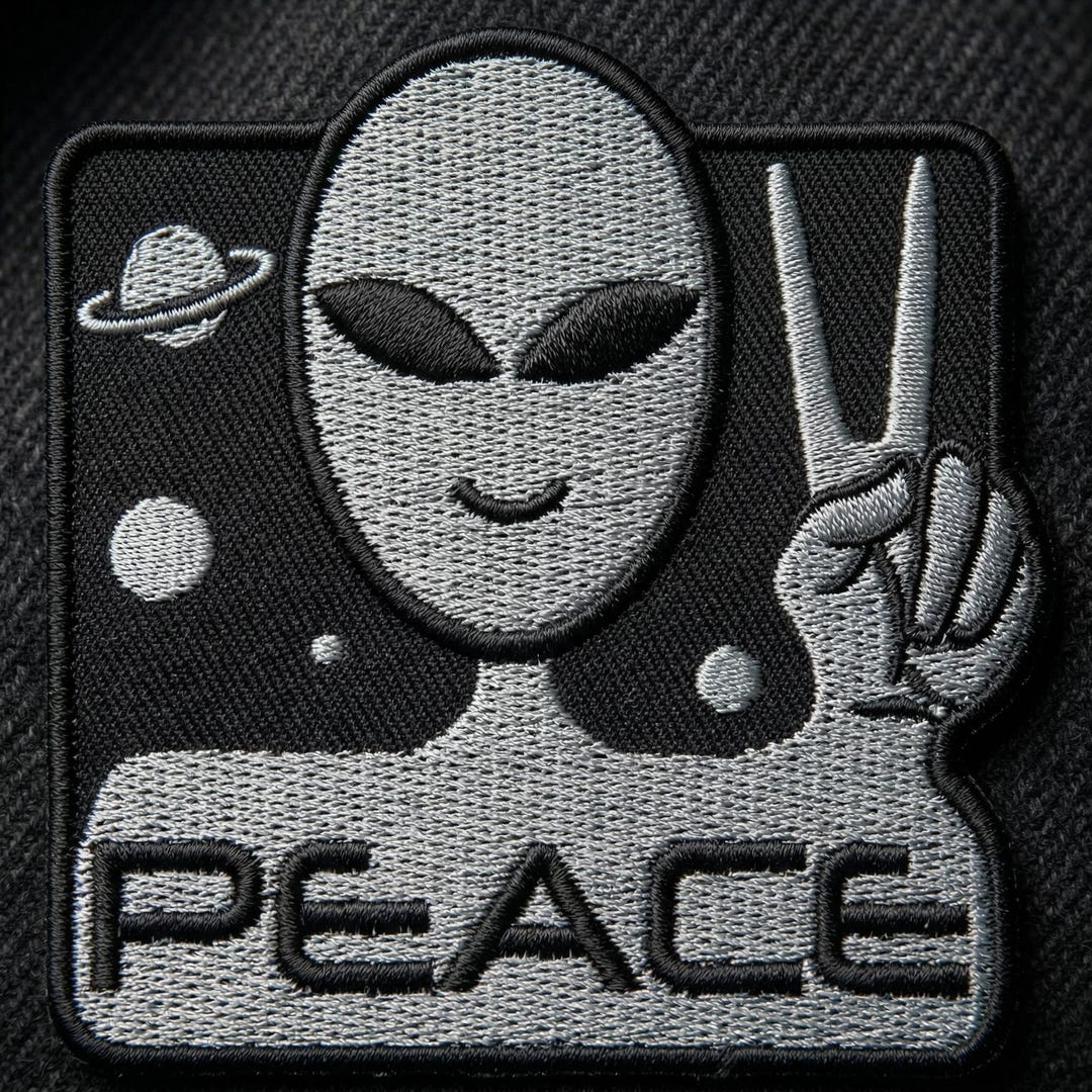 Peace Alien Space Patch Embroidered, Cute Alien Iron on Patch, UFO ...