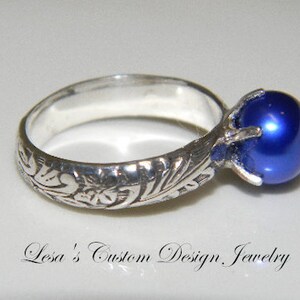 Art Deco Royal Blue Pearl Ring image 3