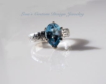 Blue topaz sterling silver ring