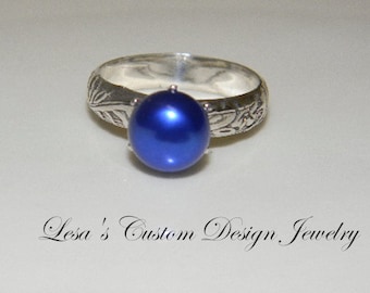 Art Deco Royal Blue Pearl Ring