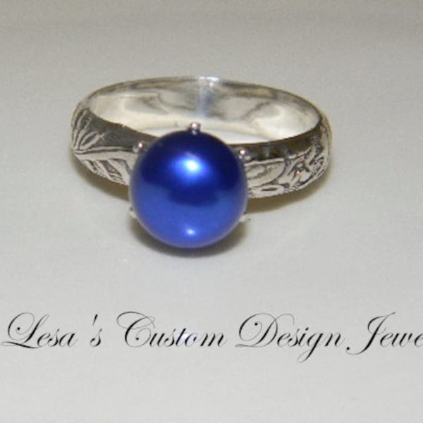 Art Deco Royal Blue Pearl Ring